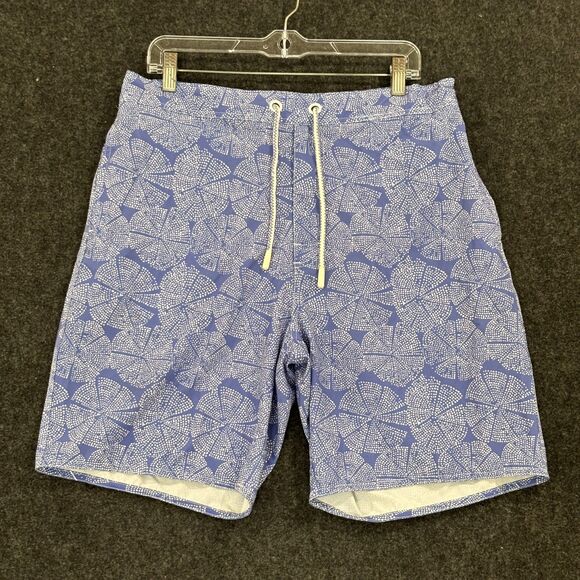Johnnie-O Swim Trunks Shorts Mens XL Blue White Floral Drawstring Board Short - Picture 1 of 11